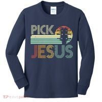 Pick Jesus Religious Musician Idea Guitar Worship Kids Long Sleeve Shirt thumb 0