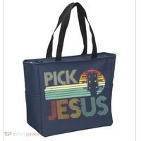 Pick Jesus Religious Musician Idea Guitar Worship Tote Bag thumb 2