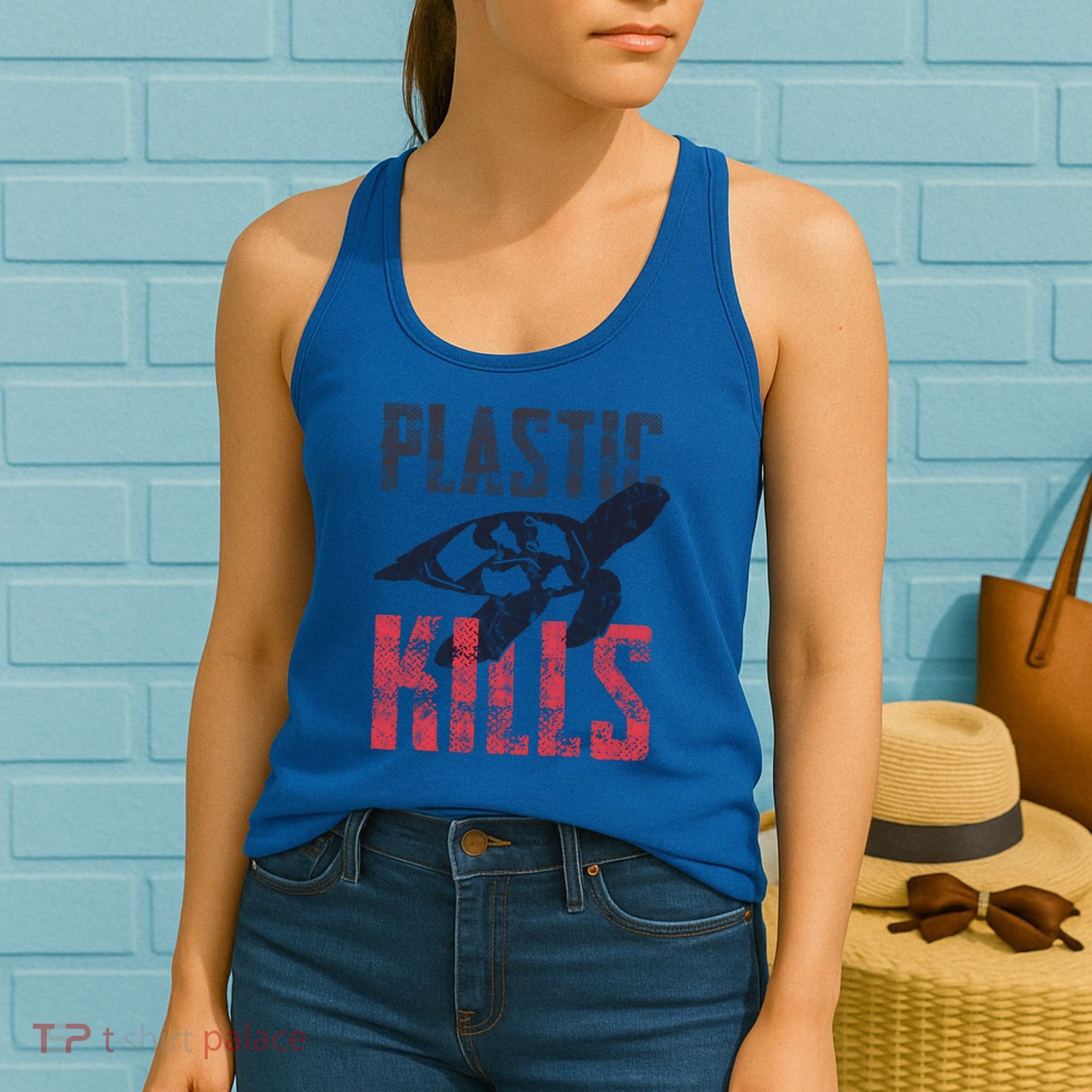 Plastic Kills A Turtle Lover Meaningful Gift Women's Tank Top
