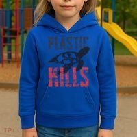 Plastic Kills A Turtle Lover Meaningful Gift Kids Hoodie thumb 3