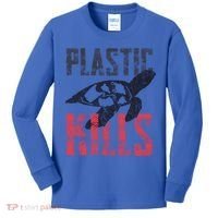 Plastic Kills A Turtle Lover Meaningful Gift Kids Long Sleeve Shirt thumb 0