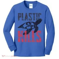 Plastic Kills A Turtle Lover Meaningful Gift Kids Long Sleeve Shirt thumb 0