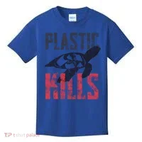 Plastic Kills A Turtle Lover Meaningful Gift Kids T-Shirt thumb 0