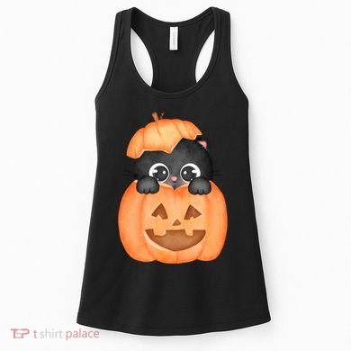 Pumpkin Kitty Cute Halloween Women's Tank Top