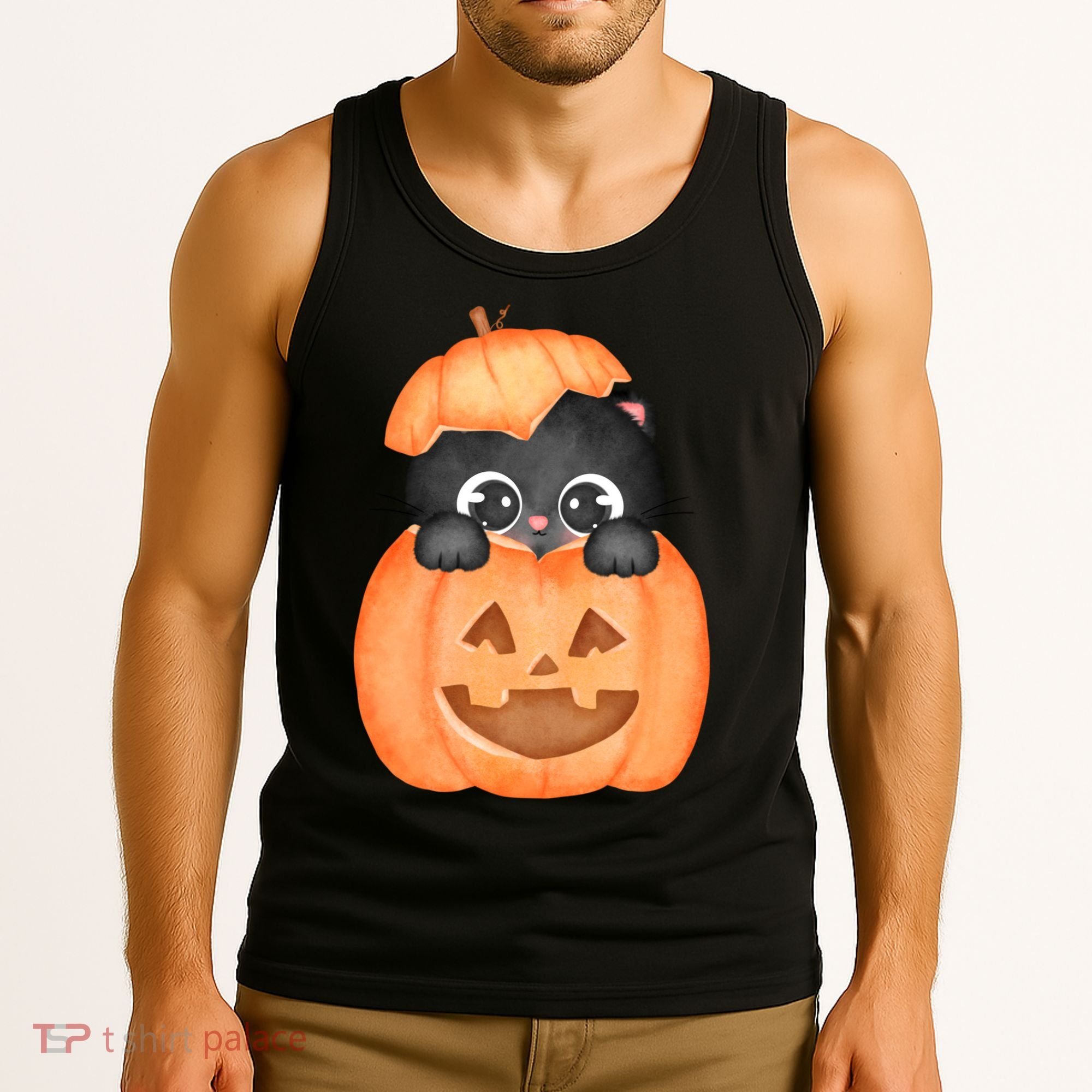 Pumpkin Kitty Cute Halloween Tank Top
