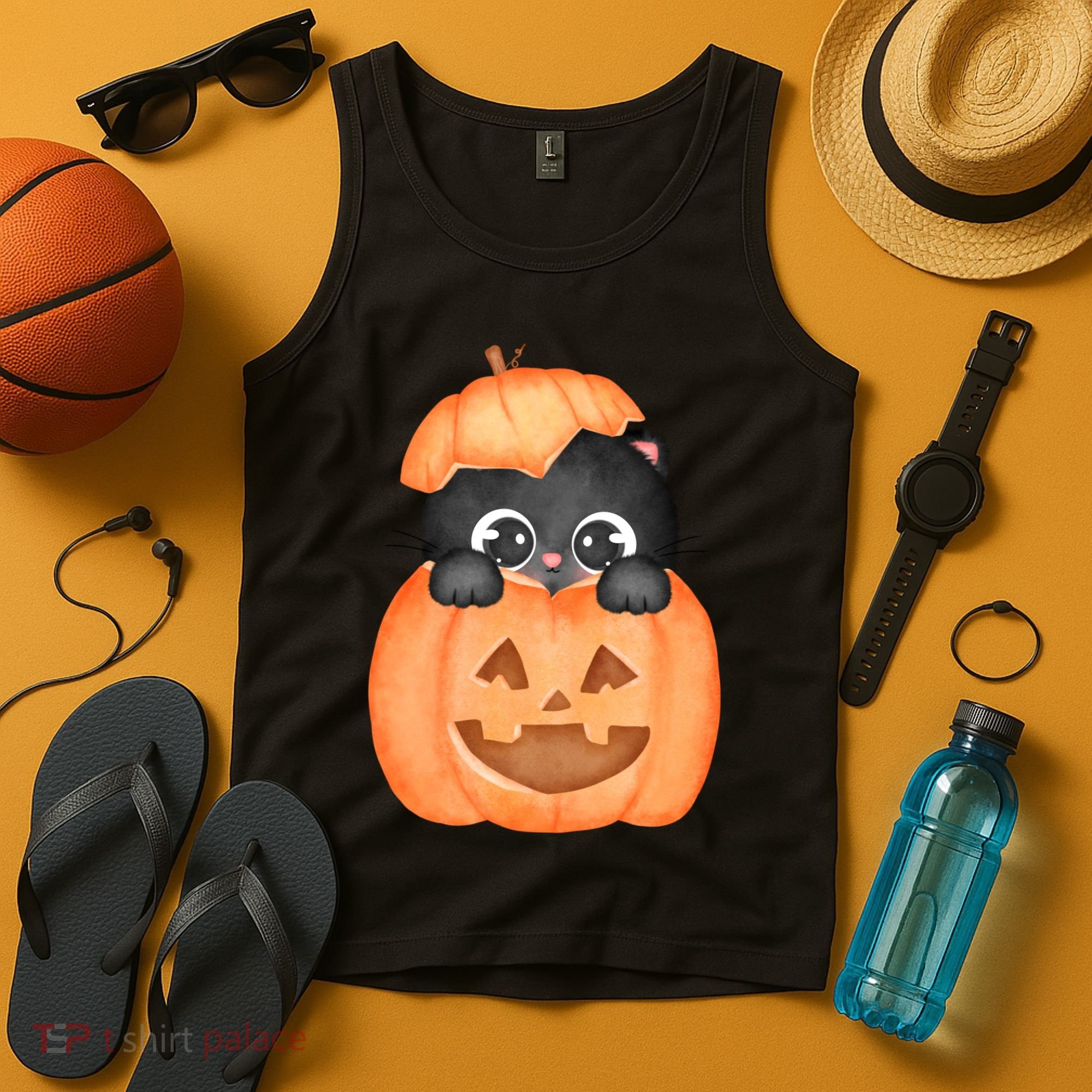Pumpkin Kitty Cute Halloween Tank Top