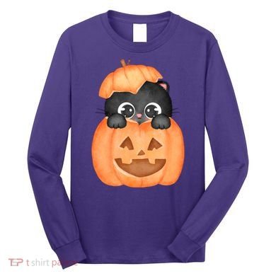 Pumpkin Kitty Cute Halloween Long Sleeve Shirt
