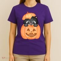 Pumpkin Kitty Cute Halloween T-Shirt thumb 4