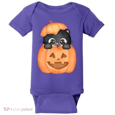 Pumpkin Kitty Cute Halloween Baby Bodysuit