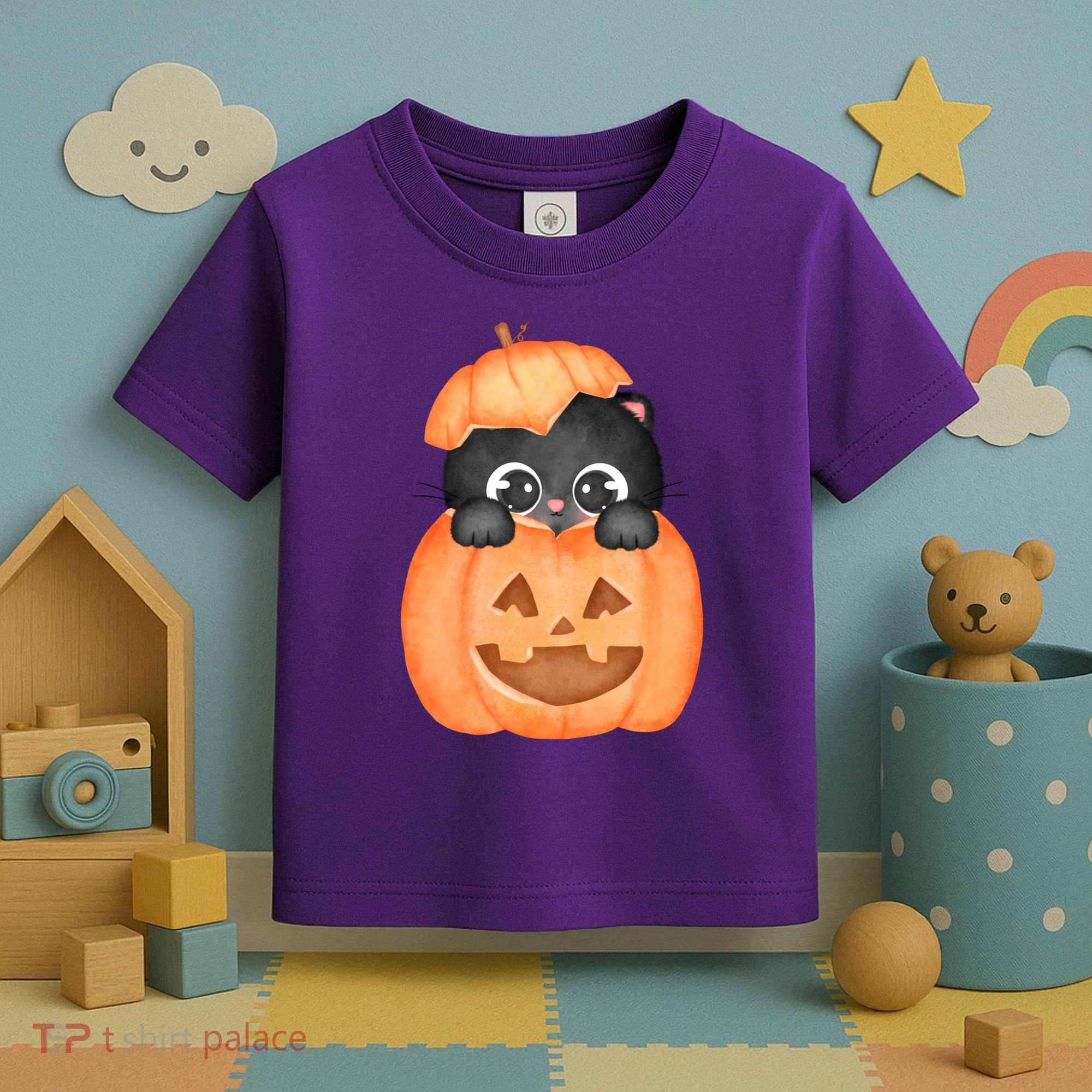 Pumpkin Kitty Cute Halloween Toddler T-Shirt
