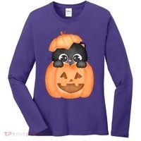 Pumpkin Kitty Cute Halloween Women's Long Sleeve Shirt thumb 0