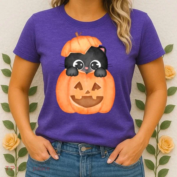 Pumpkin Kitty Cute Halloween Women's T-Shirt