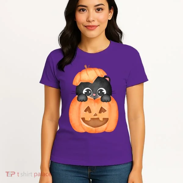 Pumpkin Kitty Cute Halloween Women's T-Shirt