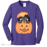 Pumpkin Kitty Cute Halloween Kids Long Sleeve Shirt thumb 0