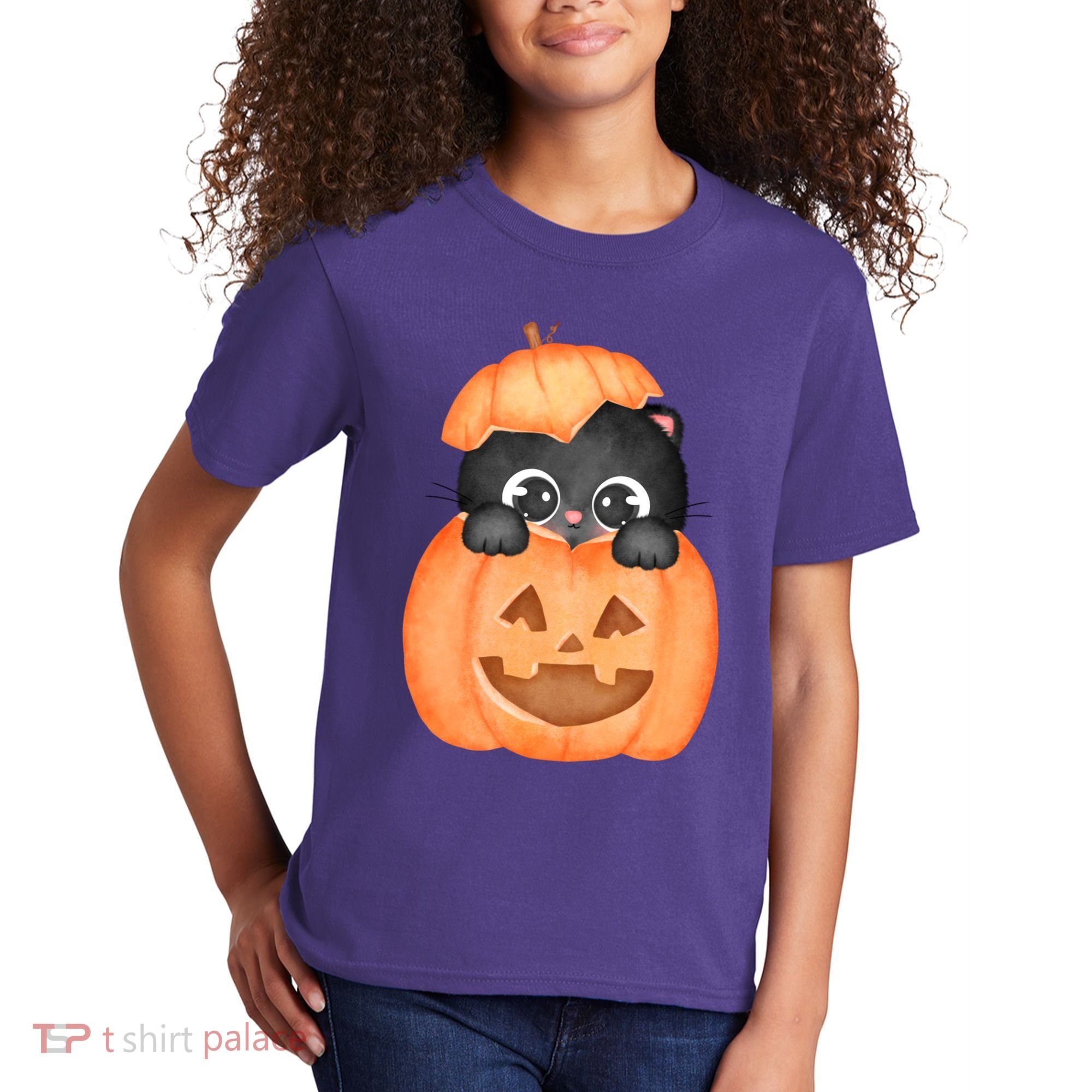 Pumpkin Kitty Cute Halloween Kids T-Shirt