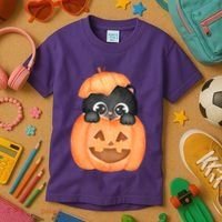 Pumpkin Kitty Cute Halloween Kids T-Shirt thumb 3