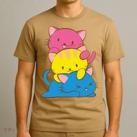Pansexual Kawaii Cat Anime Art Cute Pan Pride T-Shirt thumb 3