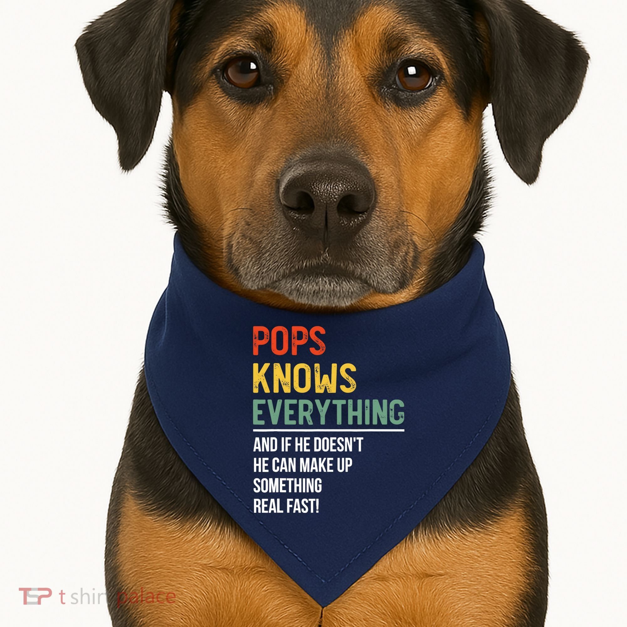 Pops Knows Everything Father's Day Pops USA-Made Doggie Bandana