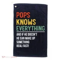 Pops Knows Everything Father's Day Pops Golf Towel thumb 0