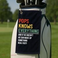 Pops Knows Everything Father's Day Pops Golf Towel thumb 2
