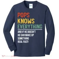 Pops Knows Everything Father's Day Pops Kids Long Sleeve Shirt thumb 0