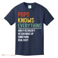 Pops Knows Everything Father's Day Pops Kids T-Shirt thumb 0