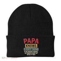 Papa Knows Everything Funny FatherS Day Papa Gift Beanie thumb 0