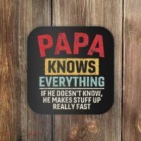 Papa Knows Everything Funny FatherS Day Papa Gift Coaster thumb 0