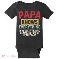 Papa Knows Everything Funny FatherS Day Papa Gift Baby Bodysuit thumb 0