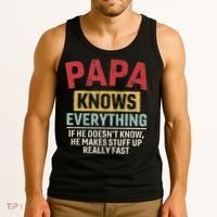 Papa Knows Everything Funny FatherS Day Papa Gift Tank Top thumb 3