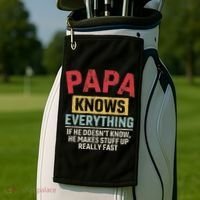 Papa Knows Everything Funny FatherS Day Papa Gift Golf Towel thumb 2