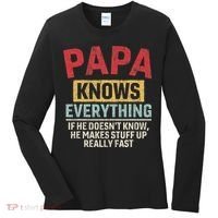 Papa Knows Everything Funny FatherS Day Papa Gift Women's Long Sleeve Shirt thumb 0