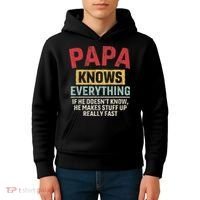 Papa Knows Everything Funny FatherS Day Papa Gift Kids Hoodie thumb 4