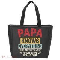 Papa Knows Everything Funny FatherS Day Papa Gift Tote Bag thumb 0