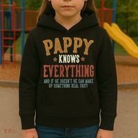 Pappy Knows Everything Humorous FatherS Day Pappy Kids Hoodie thumb 3