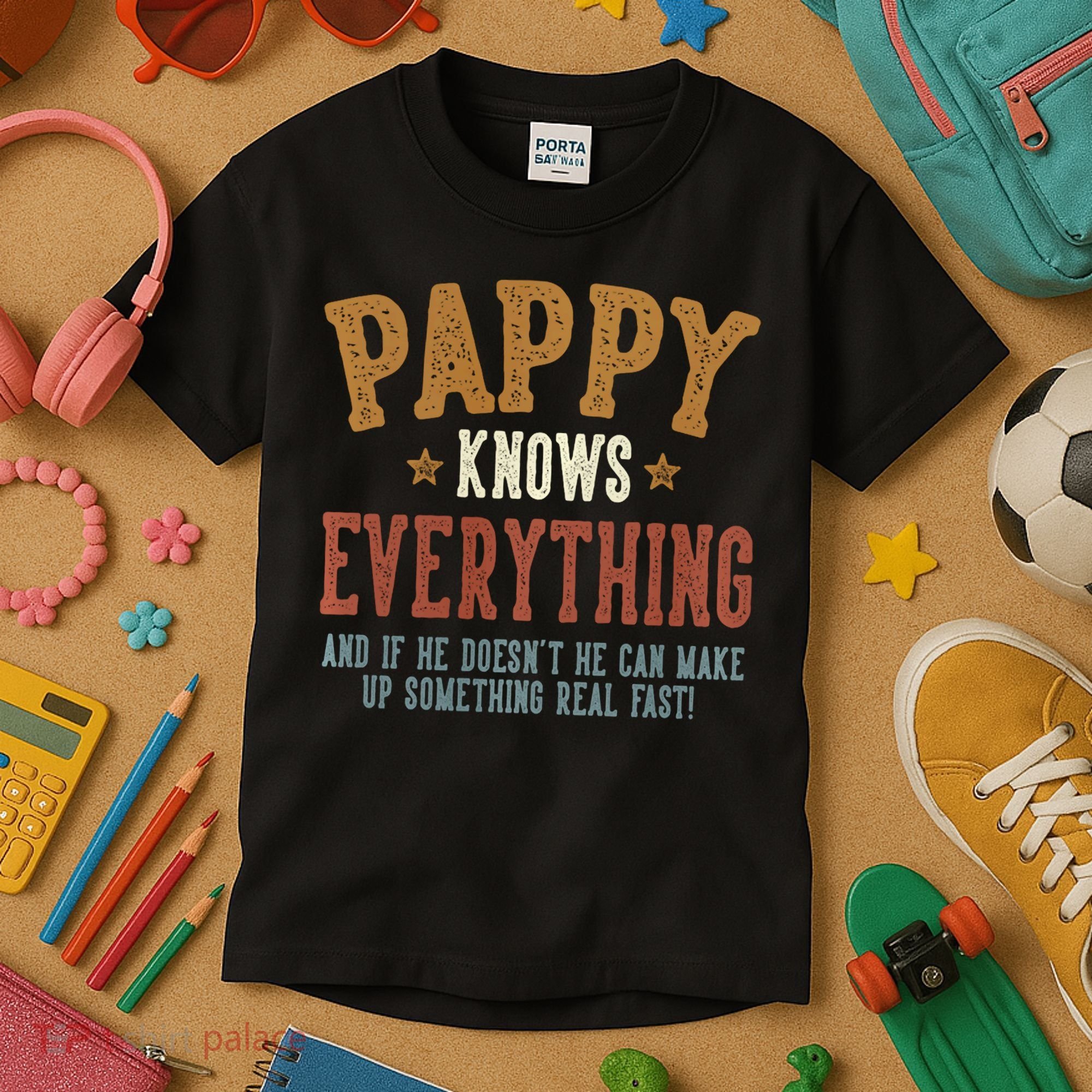 Pappy Knows Everything Humorous FatherS Day Pappy Kids T-Shirt