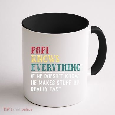 Papi Knows Everything Fathers Day Gift For Funny Grandpa Coffee Mug back