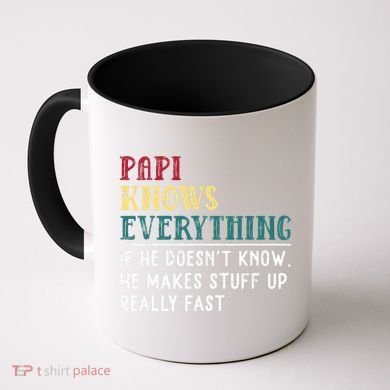 Papi Knows Everything Fathers Day Gift For Funny Grandpa Coffee Mug
