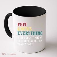 Papi Knows Everything Fathers Day Gift For Funny Grandpa Coffee Mug thumb 0