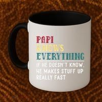 Papi Knows Everything Fathers Day Gift For Funny Grandpa Coffee Mug thumb 2