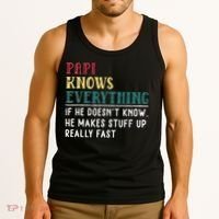 Papi Knows Everything Fathers Day Gift For Funny Grandpa Tank Top thumb 3