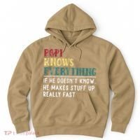 Papi Knows Everything Fathers Day Gift For Funny Grandpa Hoodie thumb 0