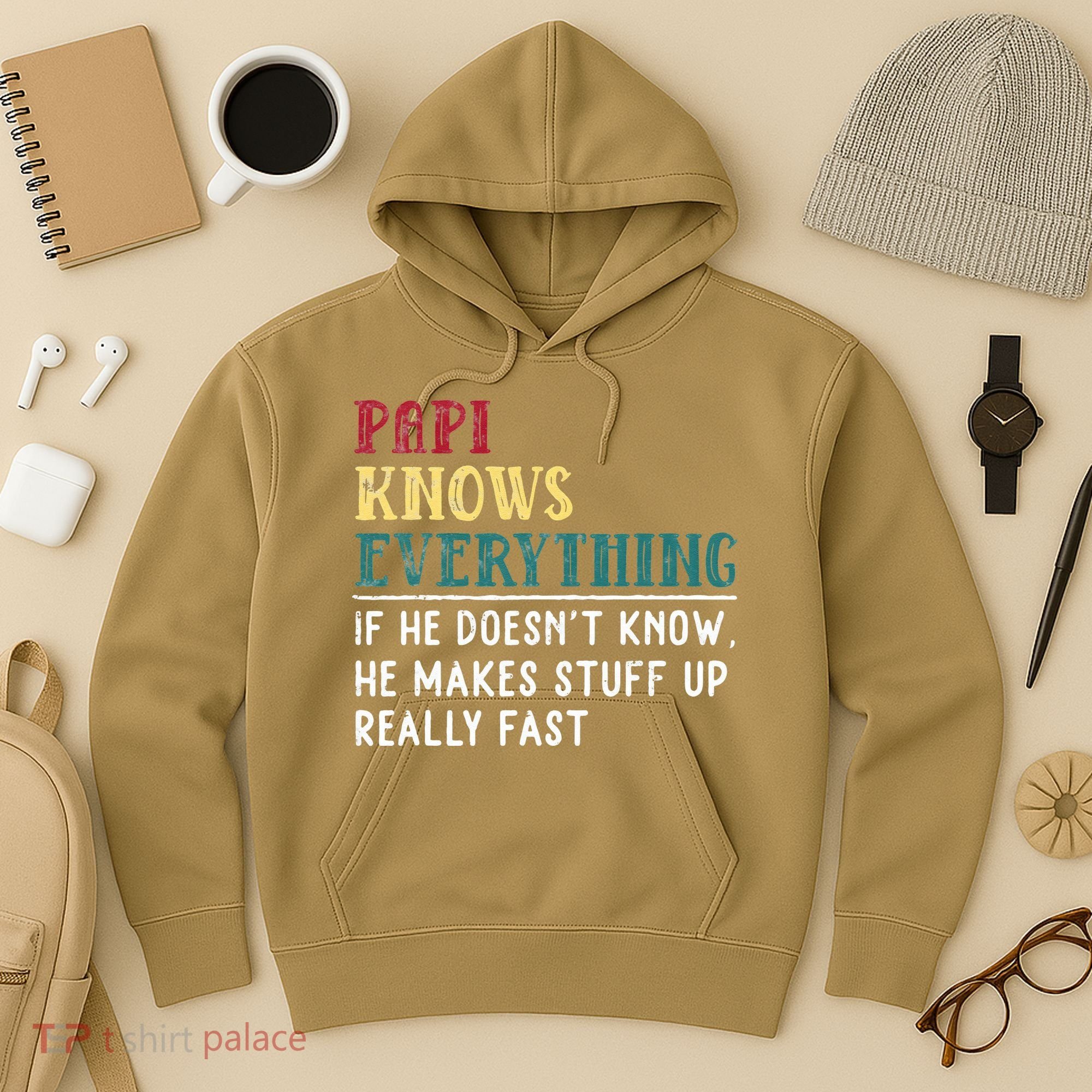 Papi Knows Everything Fathers Day Gift For Funny Grandpa Hoodie