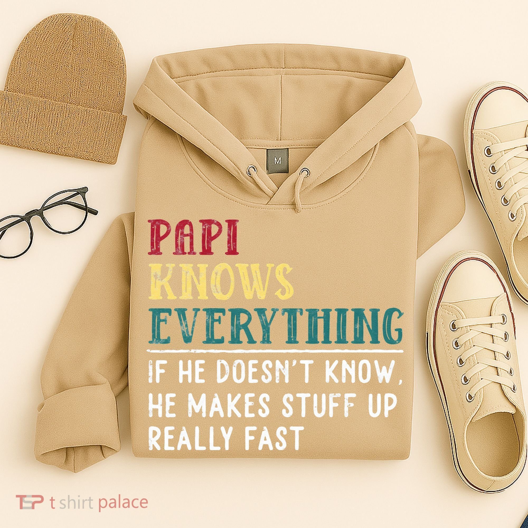 Papi Knows Everything Fathers Day Gift For Funny Grandpa Hoodie