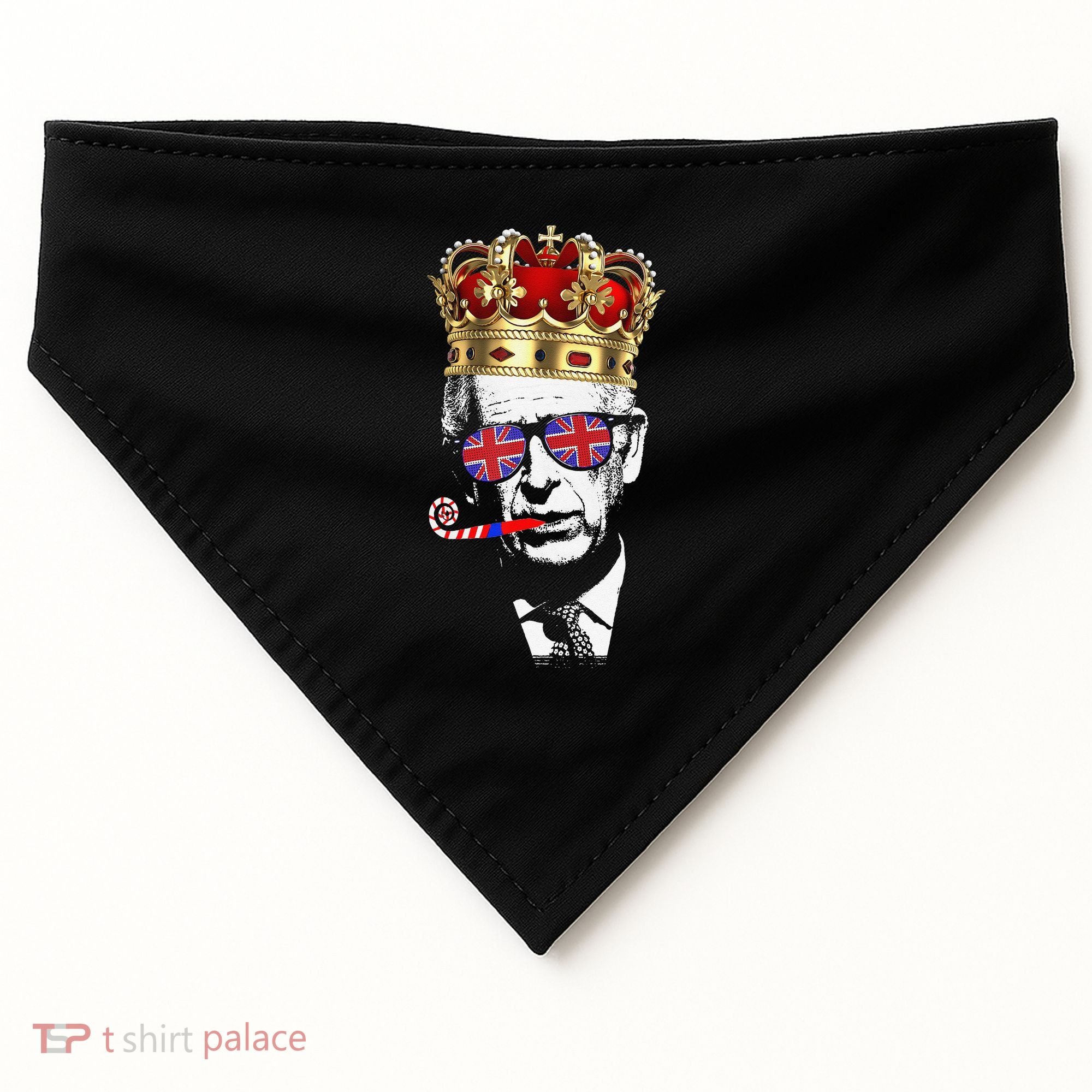 Party King Funny Coronation King Charles Union Jack & Crown USA-Made Doggie Bandana