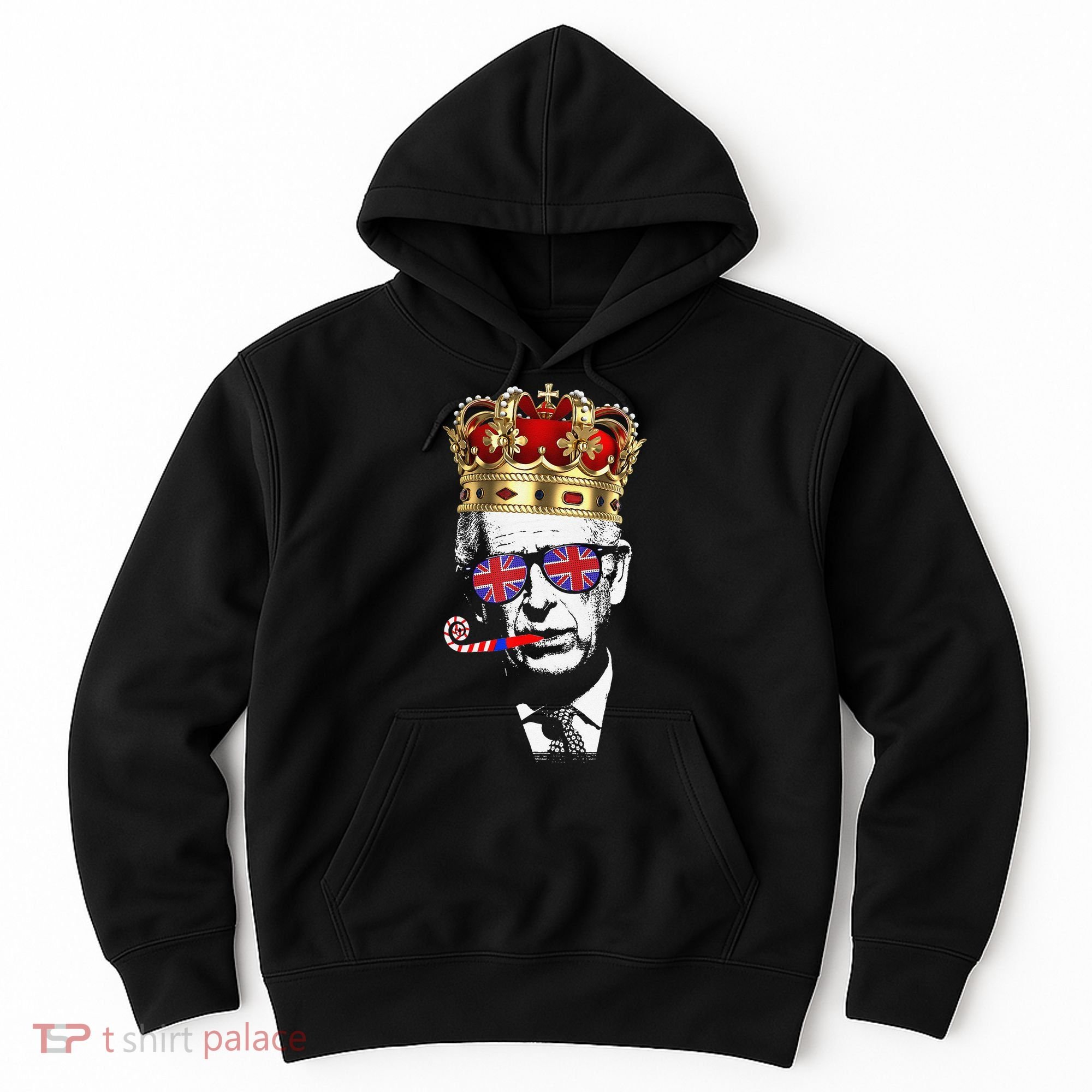 Party King Funny Coronation King Charles Union Jack & Crown Hoodie