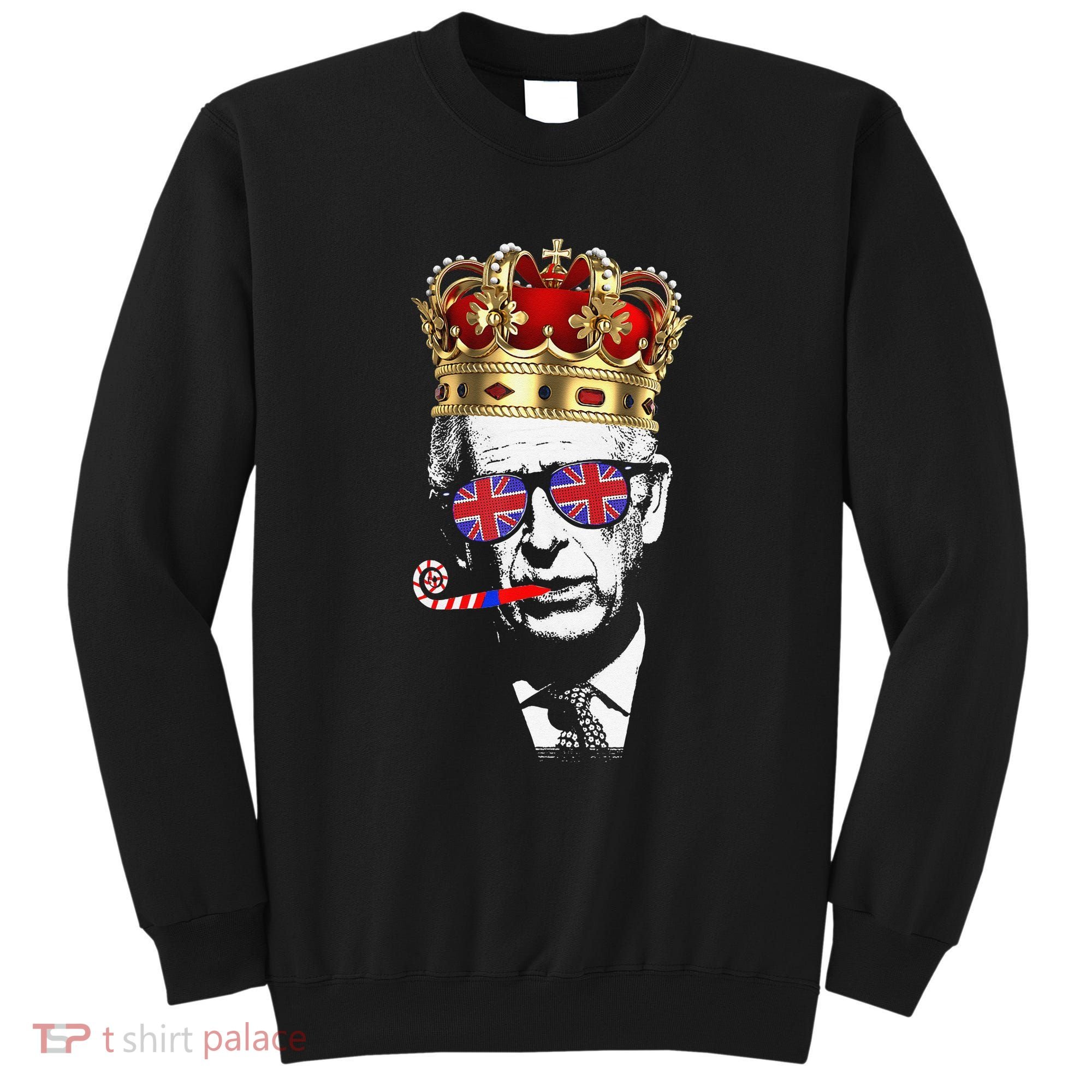 Party King Funny Coronation King Charles Union Jack & Crown Sweatshirt