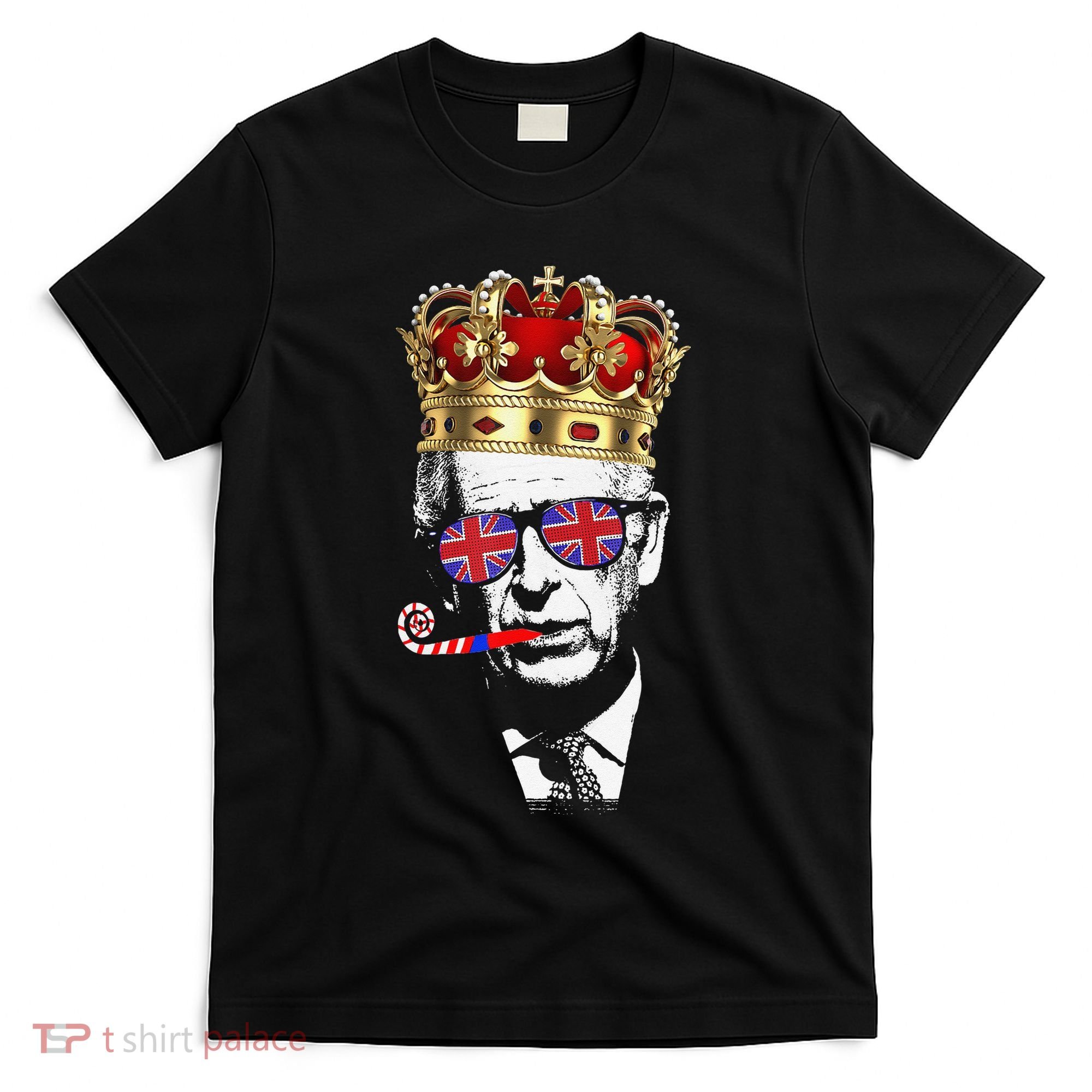 Party King Funny Coronation King Charles Union Jack & Crown T-Shirt