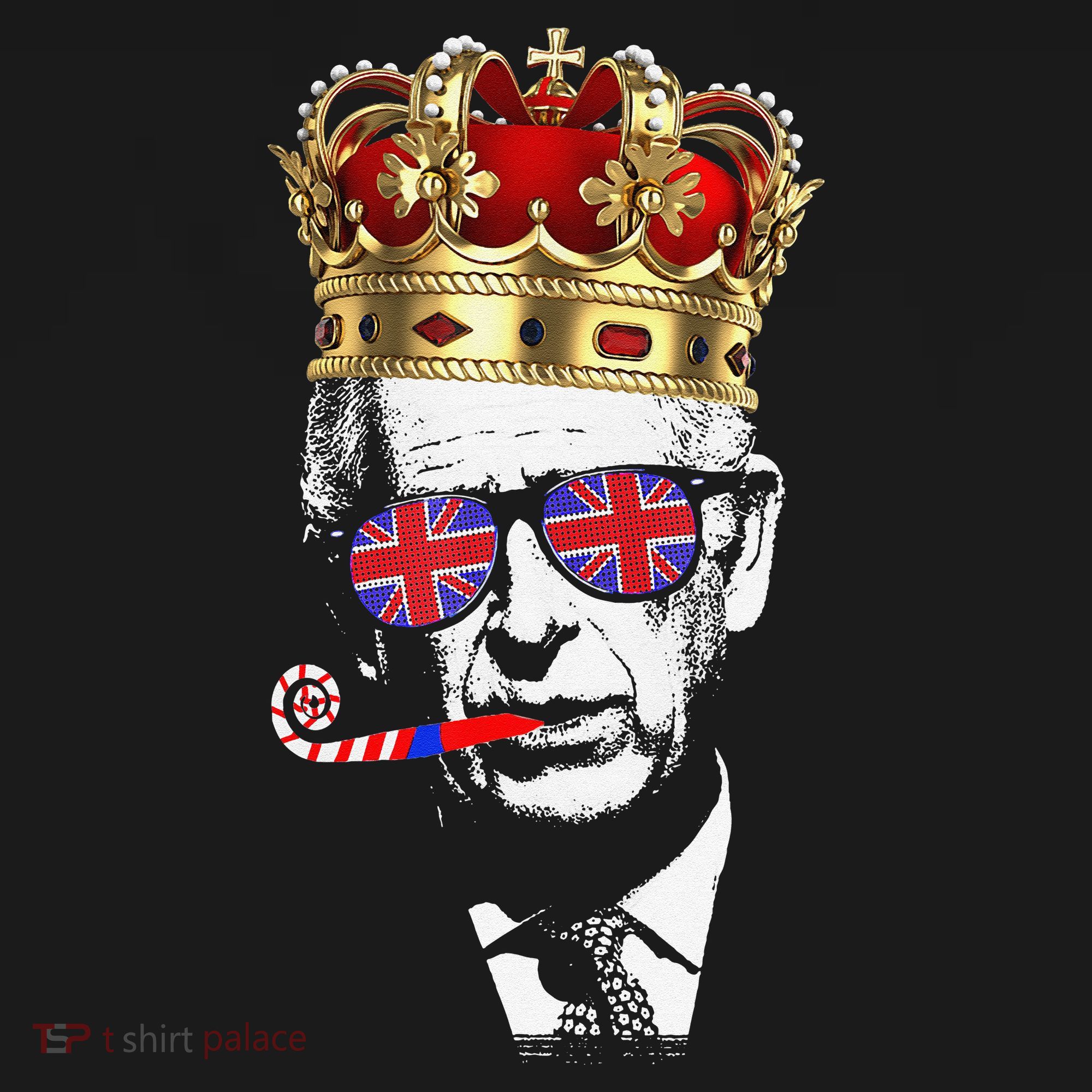 Party King Funny Coronation King Charles Union Jack & Crown T-Shirt