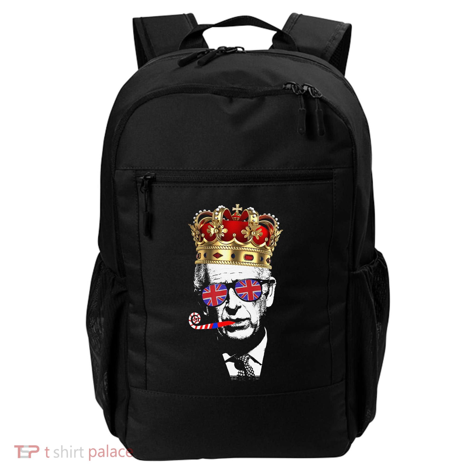 Party King Funny Coronation King Charles Union Jack & Crown Backpack